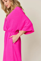 Surplice Wide Leg Jumpsuit with Pockets – Flattering, Chic & Comfy