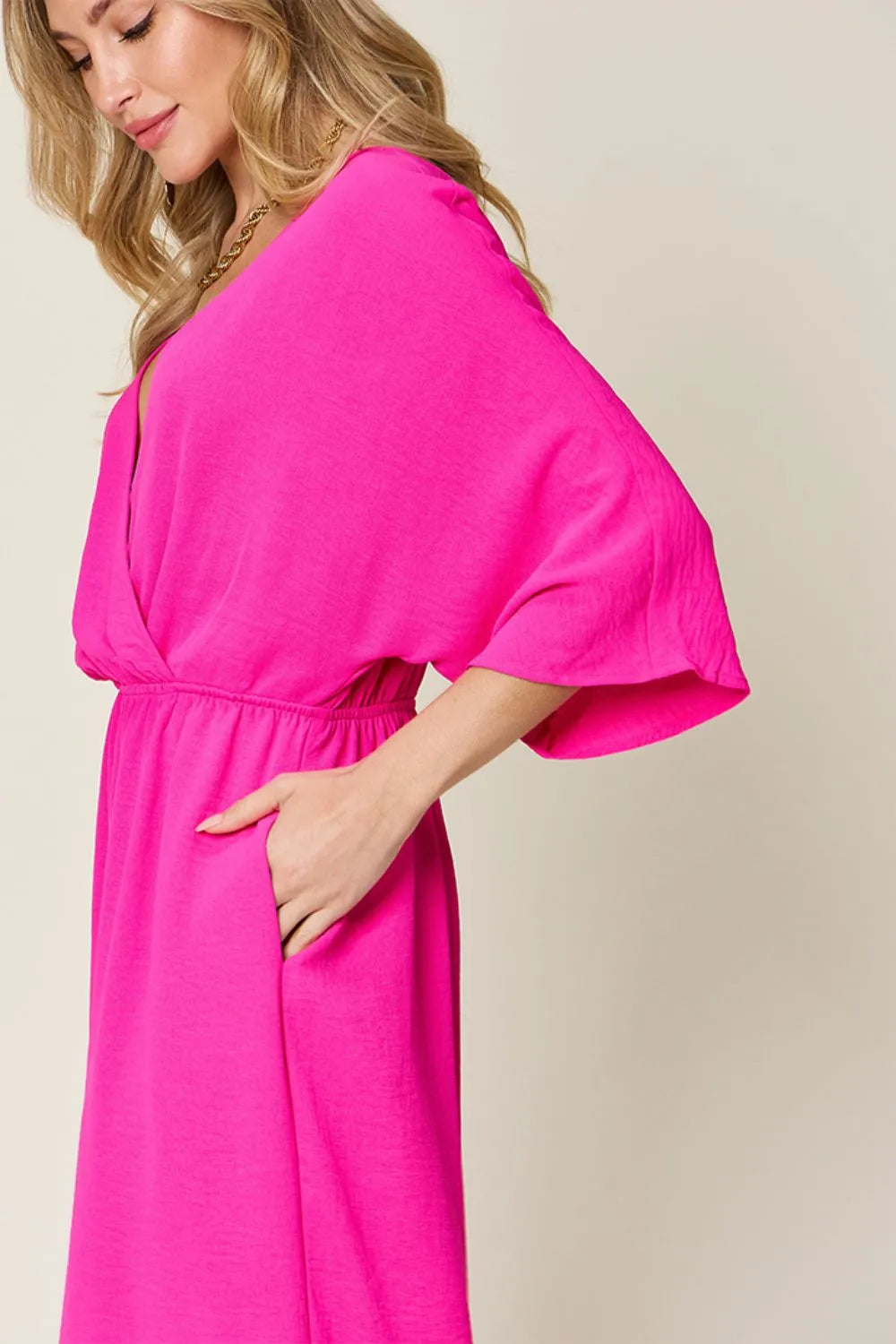 Surplice Wide Leg Jumpsuit with Pockets – Flattering, Chic & Comfy
