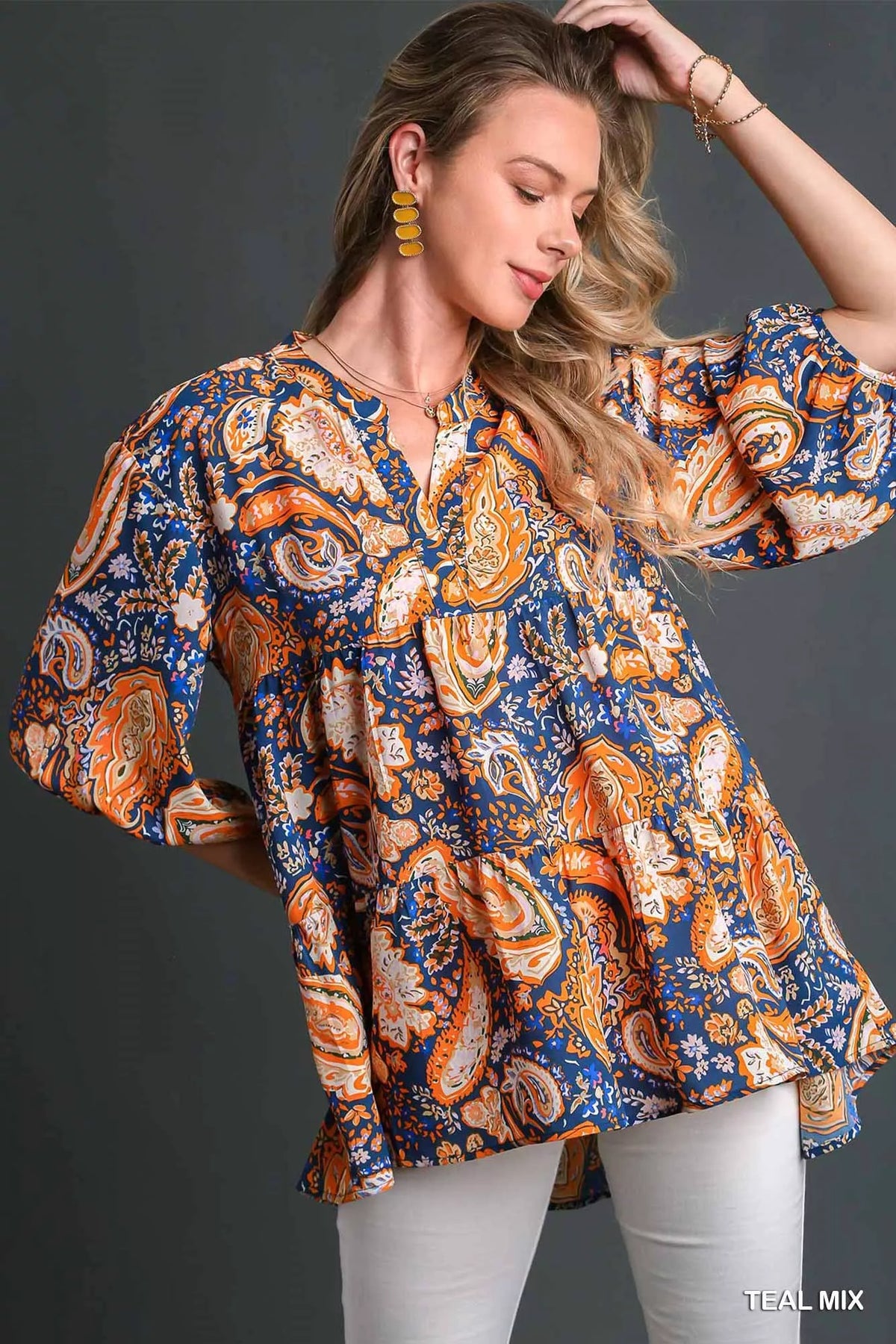 Mix Paisley Boho Tunic Blouse – Flowy Bohemian Top for Any Occasion