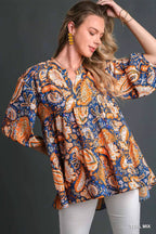 Mix Paisley Boho Tunic Blouse – Flowy Bohemian Top for Any Occasion