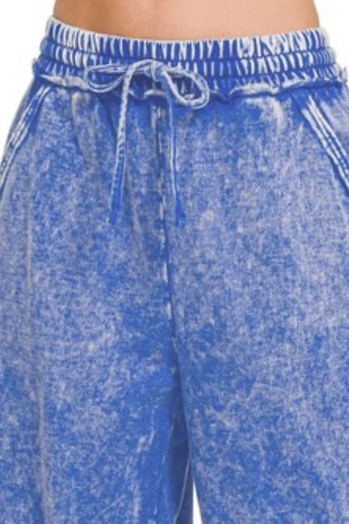 Washed French Terry Palazzo Pants – Relaxed Fit with Pockets