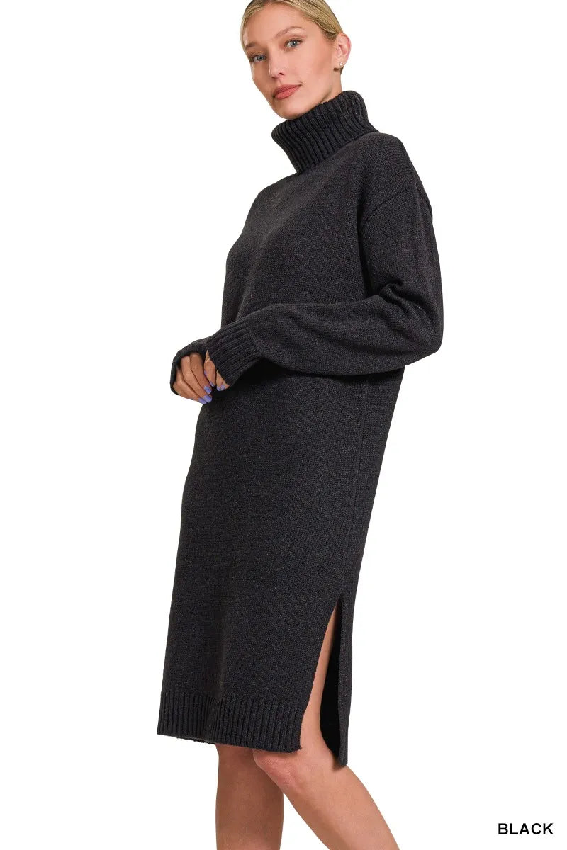 Turtleneck Long Sleeve Midi Sweater Dress | Cozy Women’s Winter Outfit
