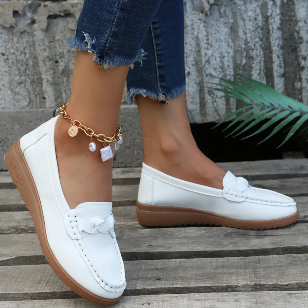 Weave Wedge Heeled Loafers – Comfortable Chic Everyday Shoes