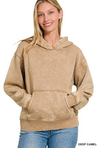 Zenana Fleece Acid Wash Hoodie – Trendy Kangaroo Pocket Style