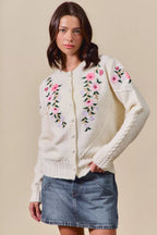 SO ME Floral Embroidered Coquette Sweater Cardigan – Chic Feminine Style