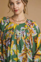 Abstract Print Balloon Sleeve Blouse – Chic Statement Top