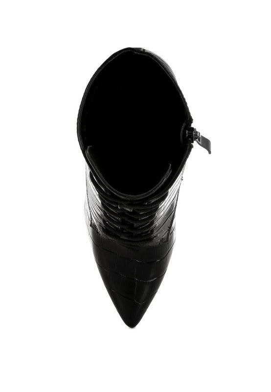 Rag Company Mesta Croco Stiletto Boots – Bold Textured Luxe Style