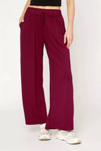 Umgee Wide Leg Pants – Relaxed Drawstring Comfort with Pockets