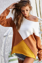 BiBi Color Block Geometric Sweater – Bold, Modern & Cozy Knitwear Style