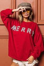 BiBi Merry Glitter Christmas Top – Festive Drop Shoulder Holiday Style