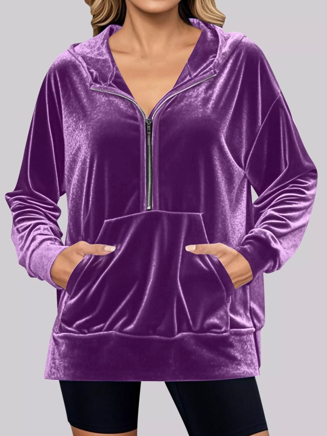 Half Zip Kangaroo Pocket Hoodie – Cozy Casual Pullover