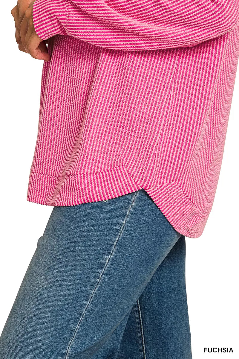 Zenana Raised Rib Round Neck Long Sleeve Top – Timeless Everyday Essential