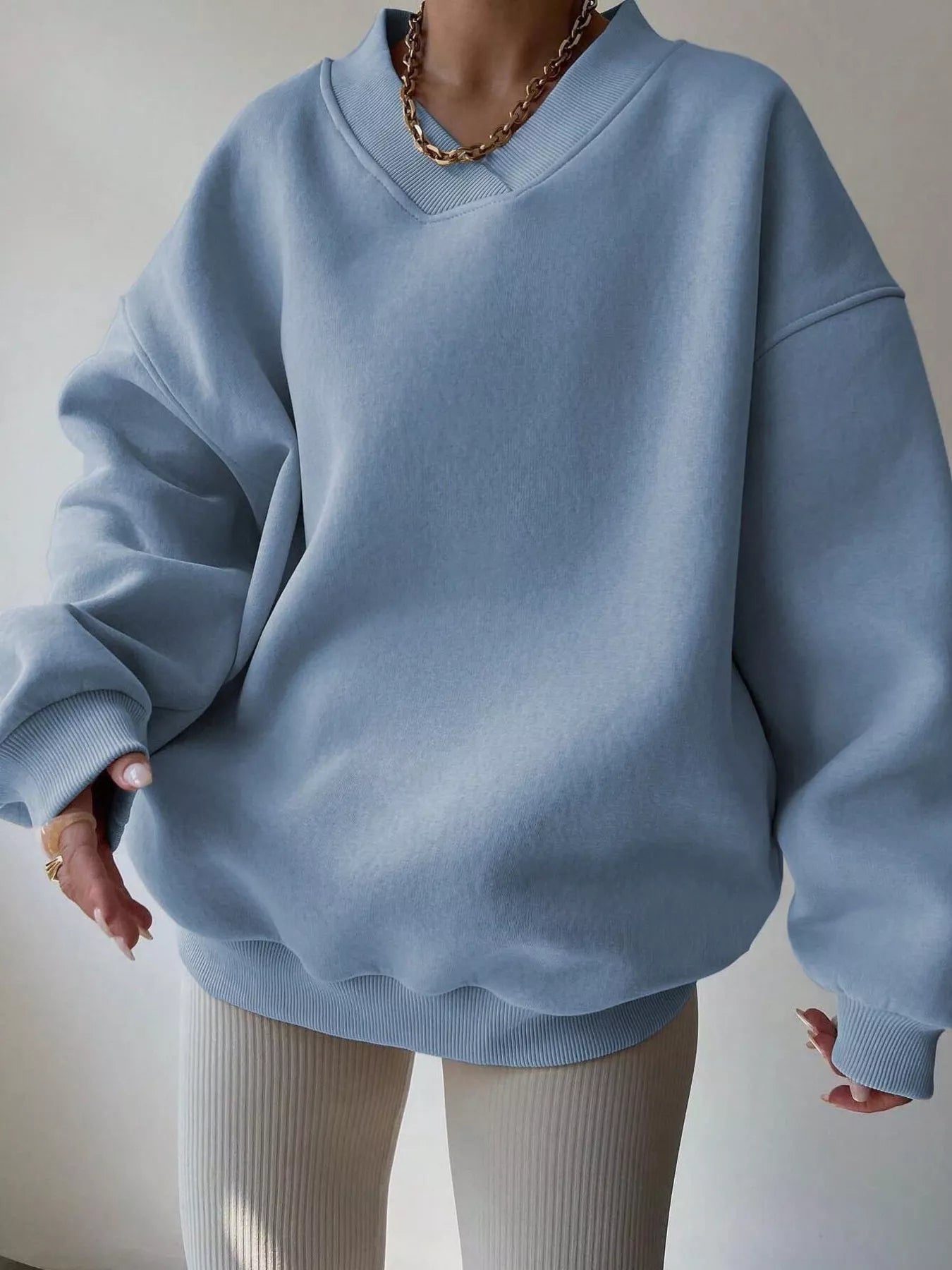 Dropped Shoulder Long Sleeve Oversized Sweatshirt – Cozy Casual Fit