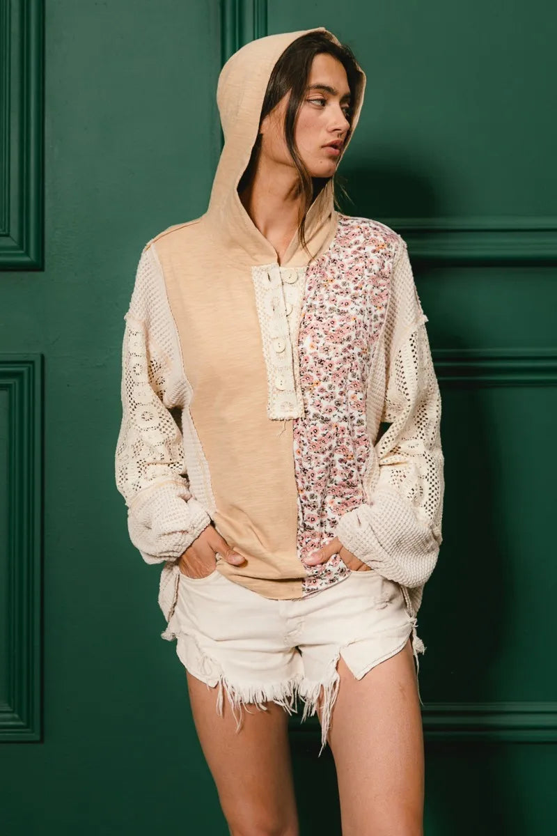 ace Combo Slub Jersey Hoodie – Buttoned, Chic & Casual Comfort