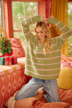 BiBi Striped Long Sleeve Sweater – Classic Cozy Everyday Style