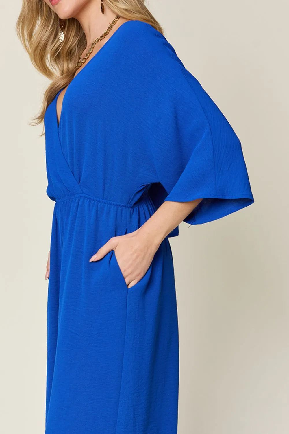 Surplice Wide Leg Jumpsuit with Pockets – Flattering, Chic & Comfy
