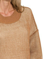 Camel Oversized Ribbed Pullover Sweater – Cozy Fall & Winter Essential
