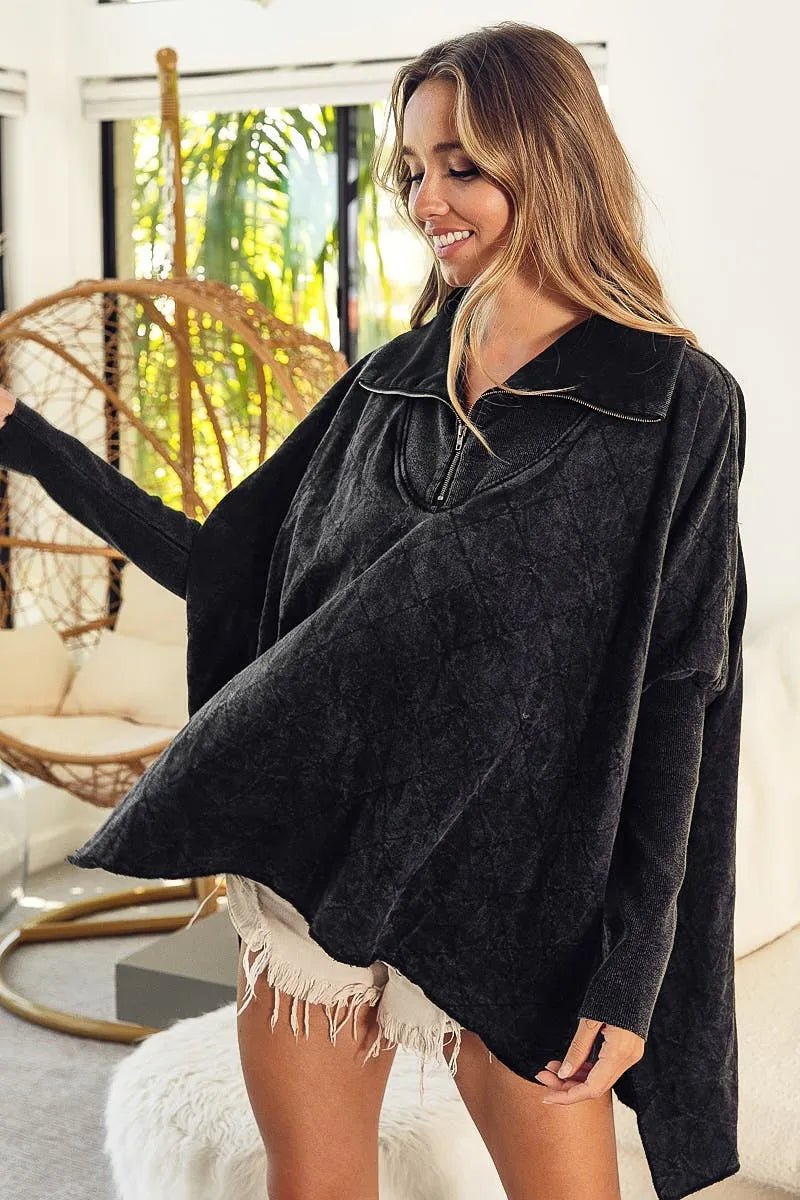 Oversized Fleece Quarter-Zip Sweatshirt – Soft Cozy & Street-Ready