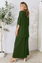 Chic Round Neck Slit Top & Pants Set – Stylish, Comfy & Versatile