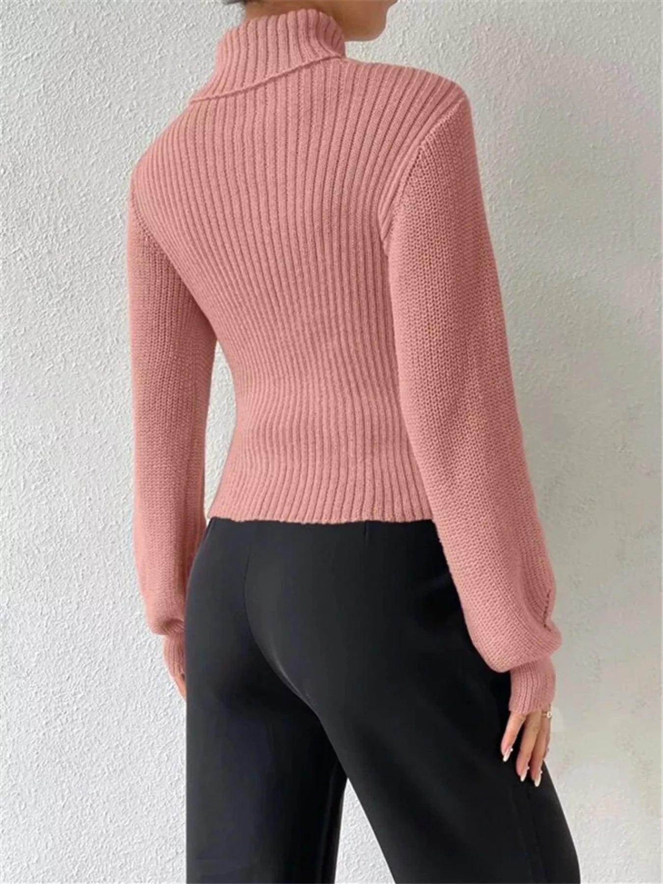 Cutout Front Turtleneck Long Sleeve Sweater – Chic Modern Knit