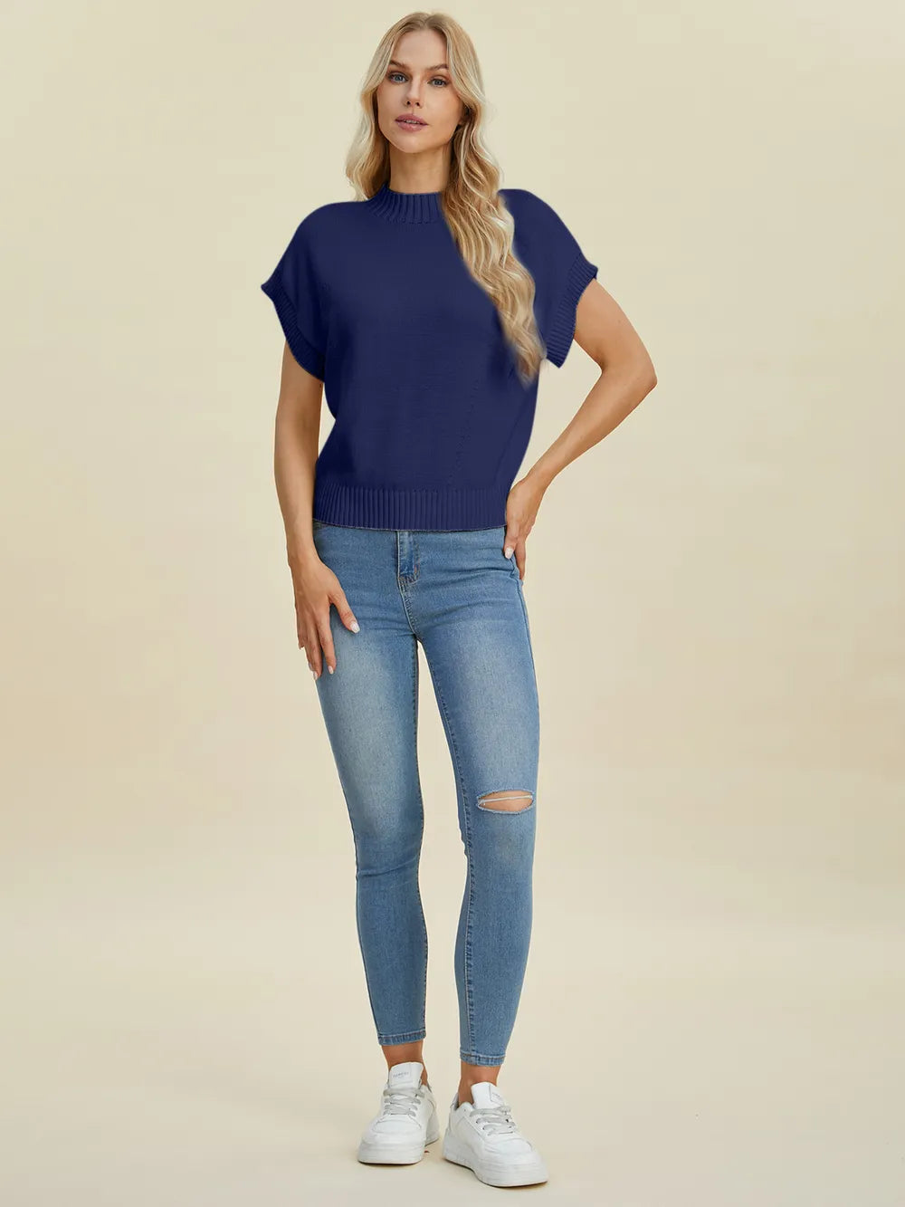 Mock Neck Short Sleeve Sweater – Chic, Cozy & Versatile