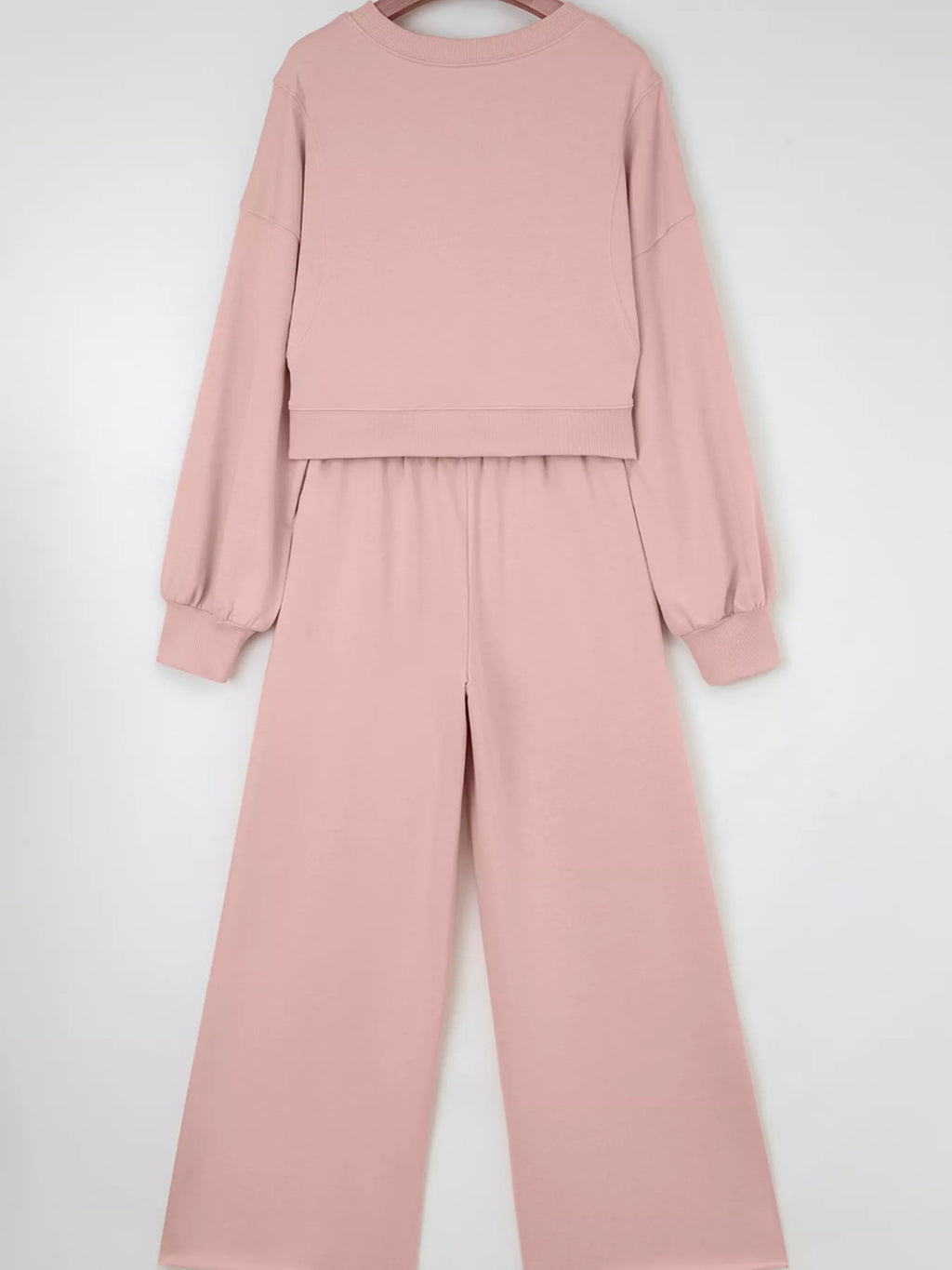 Puff Sleeve Crop Top & Drawstring Wide Leg Pants Set – Chic & Comfy