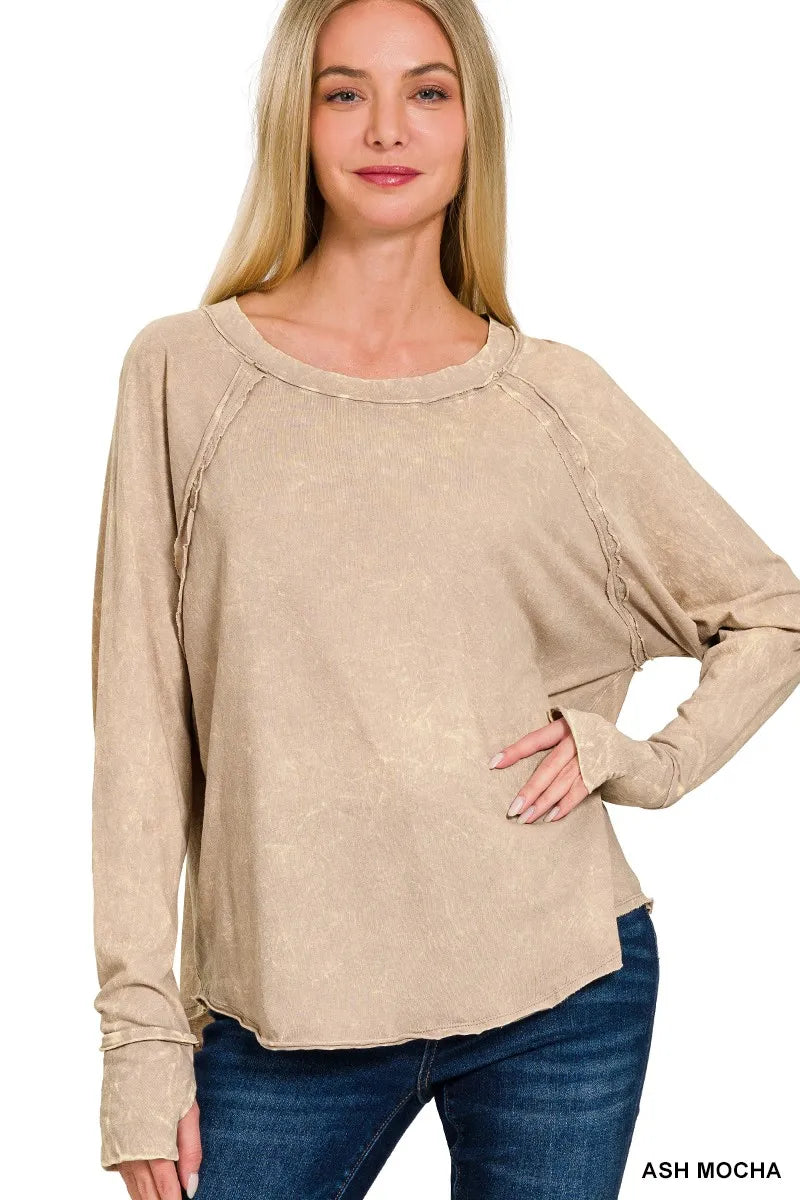 Ash Mocha Raglan Long Sleeve T-Shirt – Soft, Relaxed & Versatile