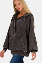 Acid Wash Fleece Kangaroo Hoodie – Trendy Casual Comfort