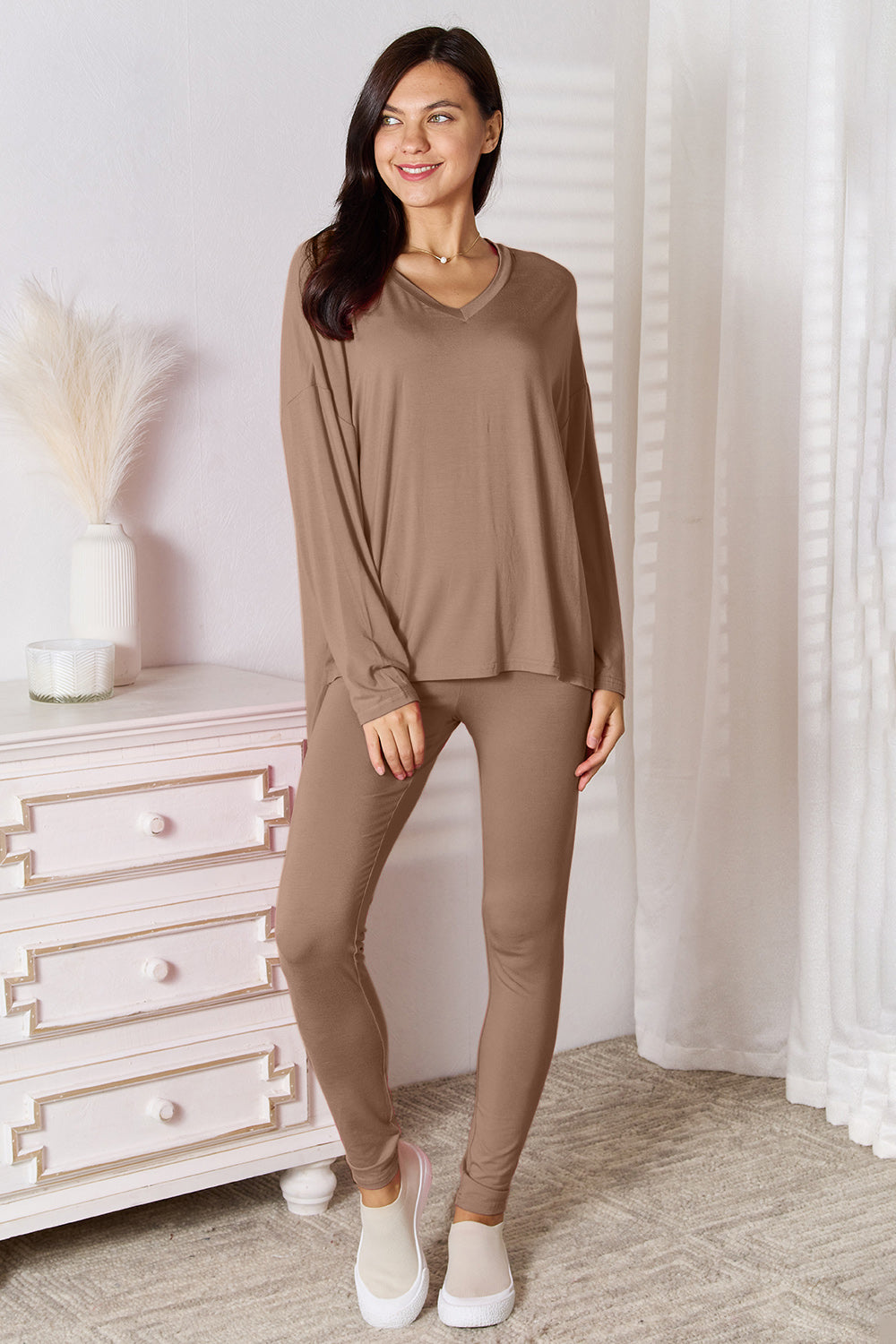 V-Neck Long Sleeve Lounge Set – Cozy, Stylish & Effortless