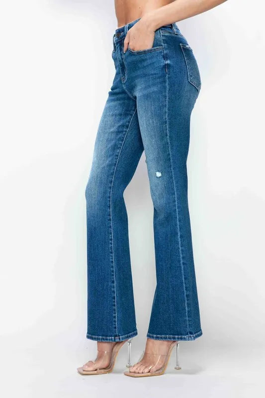 High Rise Bootcut Jeans – Distressed, Flattering & All-Day Comfort