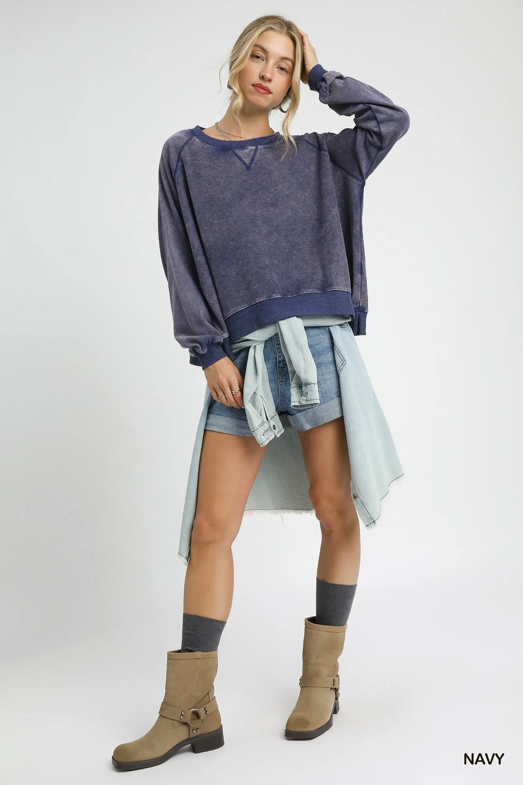 Mineral Wash French Terry Sweatshirt – Cozy Casual Chic Pullover