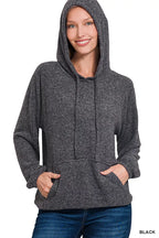 Zenana Brushed Hacci Melange Hoodie Sweater – Cozy, Soft & Stylish Casual Wear