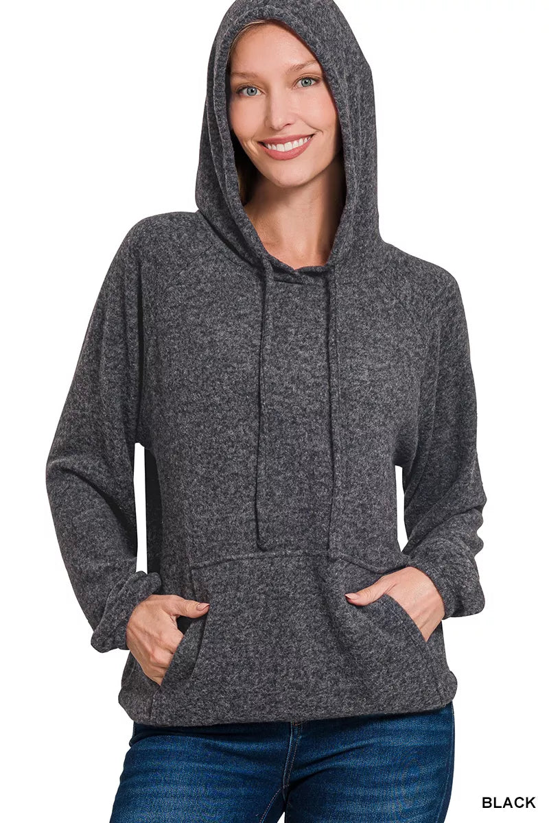 Zenana Brushed Hacci Melange Hoodie Sweater – Cozy, Soft & Stylish Casual Wear