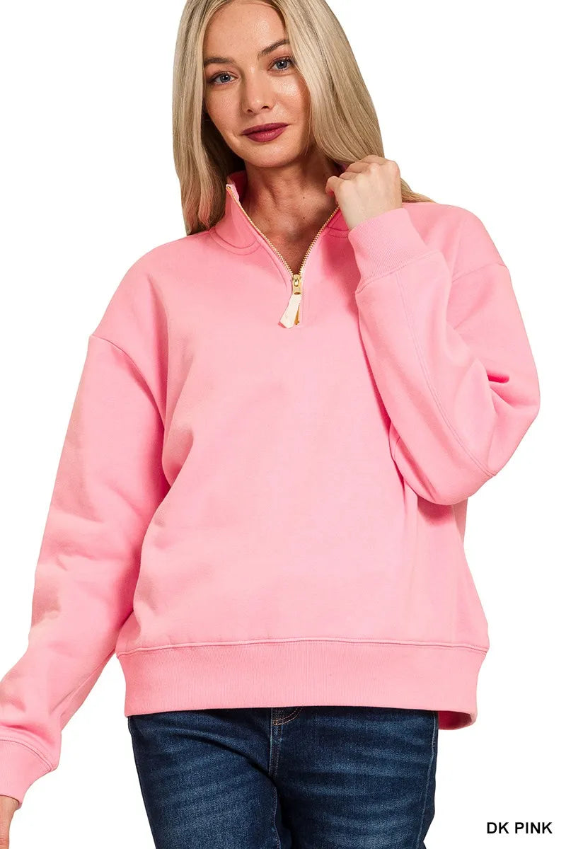 Fleece Half Zip Sweatshirt – Cozy Casual Pullover for Cool Weather