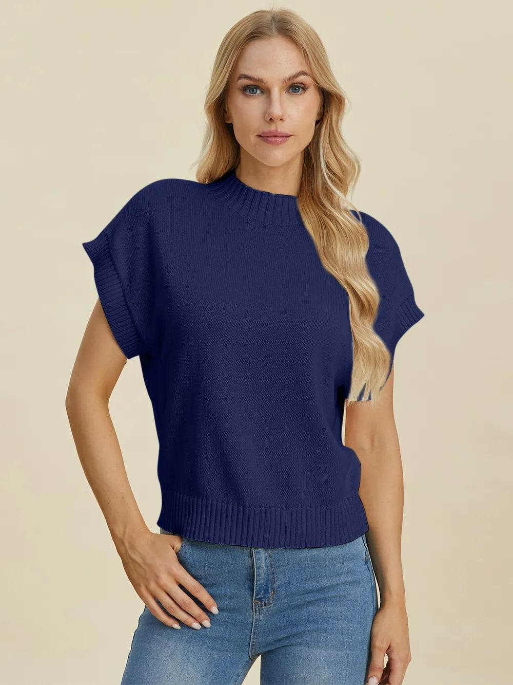 Mock Neck Short Sleeve Sweater – Chic, Cozy & Versatile