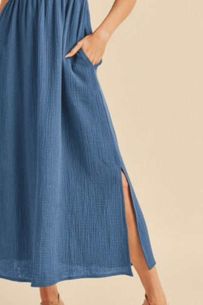 Aemi + Co Side Slit Round Neck Sleeveless Tank Dress