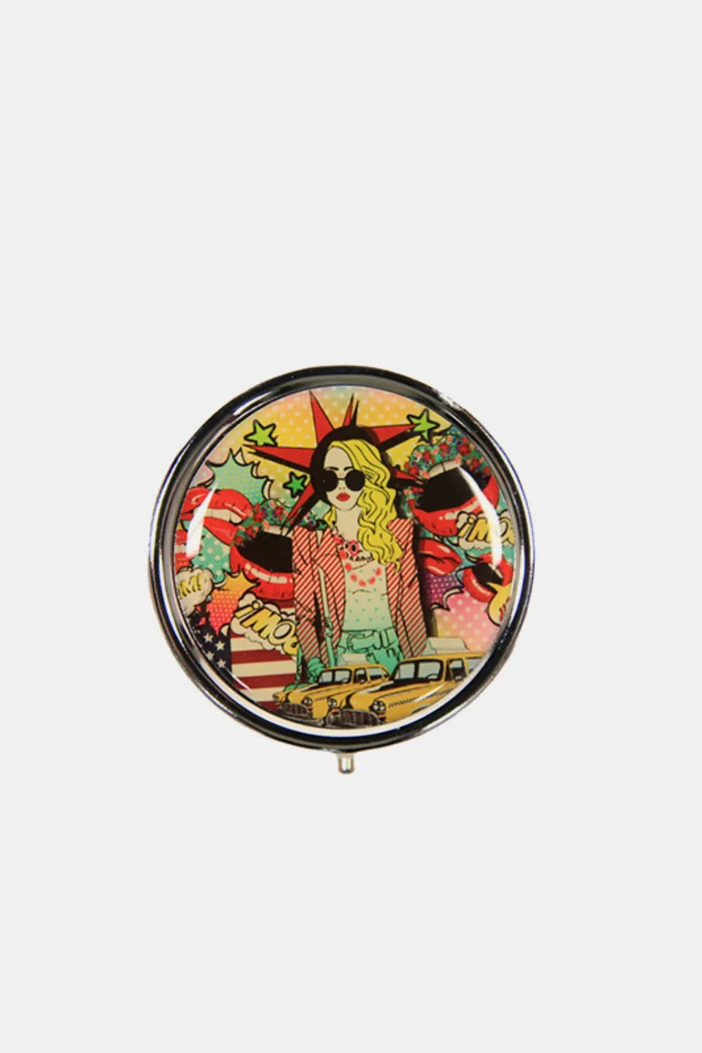 Nicole Lee Metallic Circular Large Pill Case – Stylish & Spacious Organizer