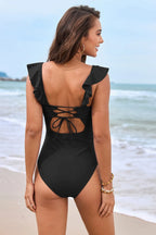 Ruffled Plunge One-Piece Swimwear – Flattering Chic Swimsuit