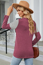 Leopard Striped Round Neck T-Shirt – Casual Chic Everyday Top