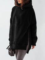 Slit Pocketed Raglan Sleeve Hoodie – Cozy, Casual & Versatile