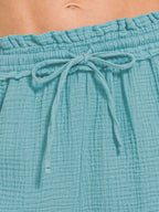 Zenana High-Waist Casual Shorts – Dusty Teal Comfort Fit