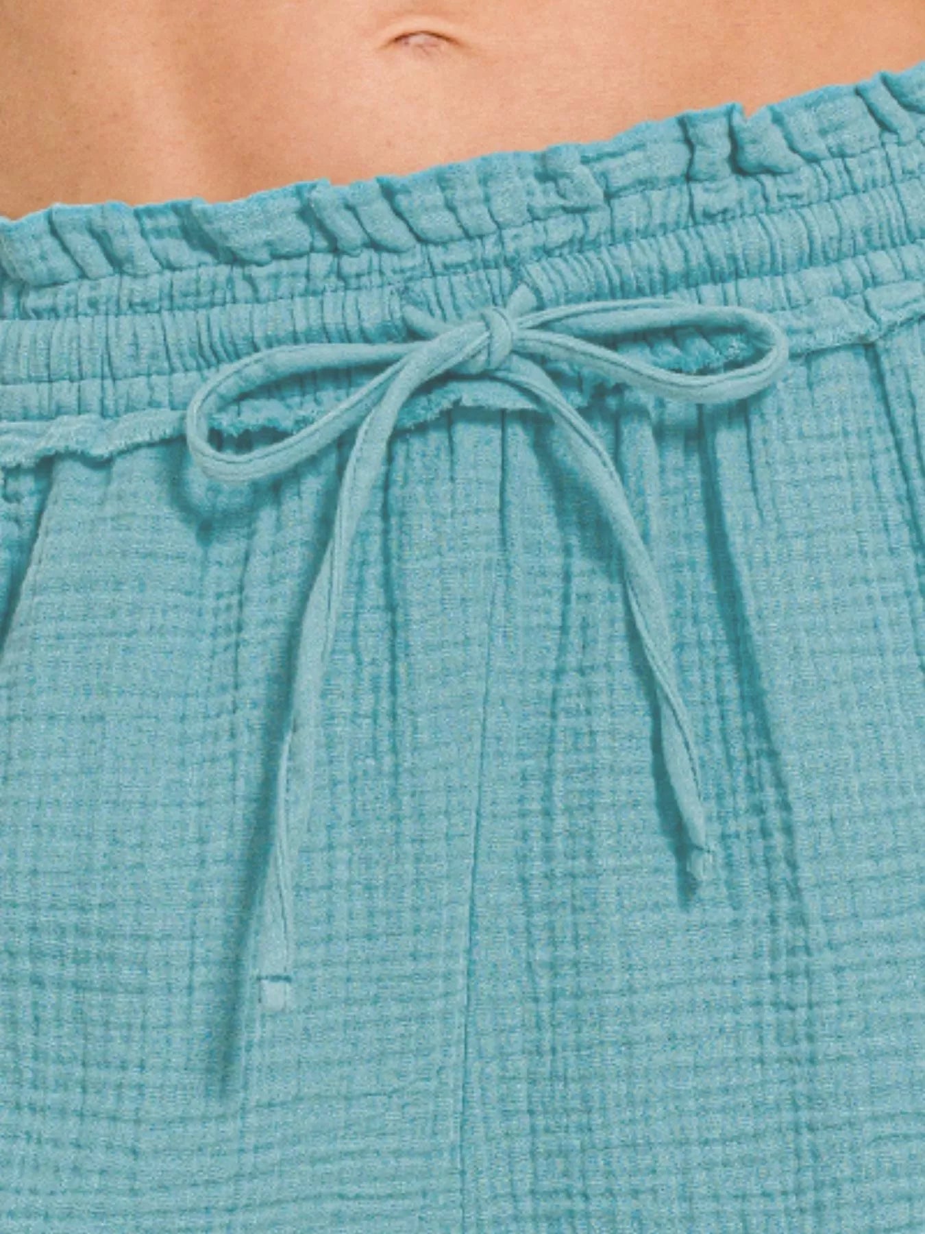 Zenana High-Waist Casual Shorts – Dusty Teal Comfort Fit