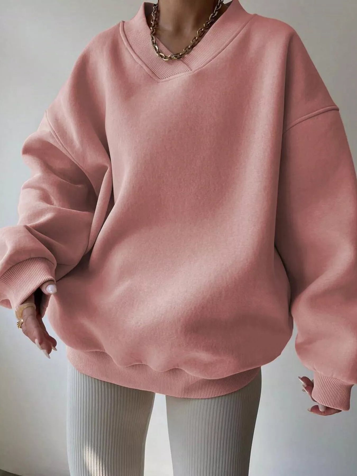 Dropped Shoulder Long Sleeve Oversized Sweatshirt – Cozy Casual Fit