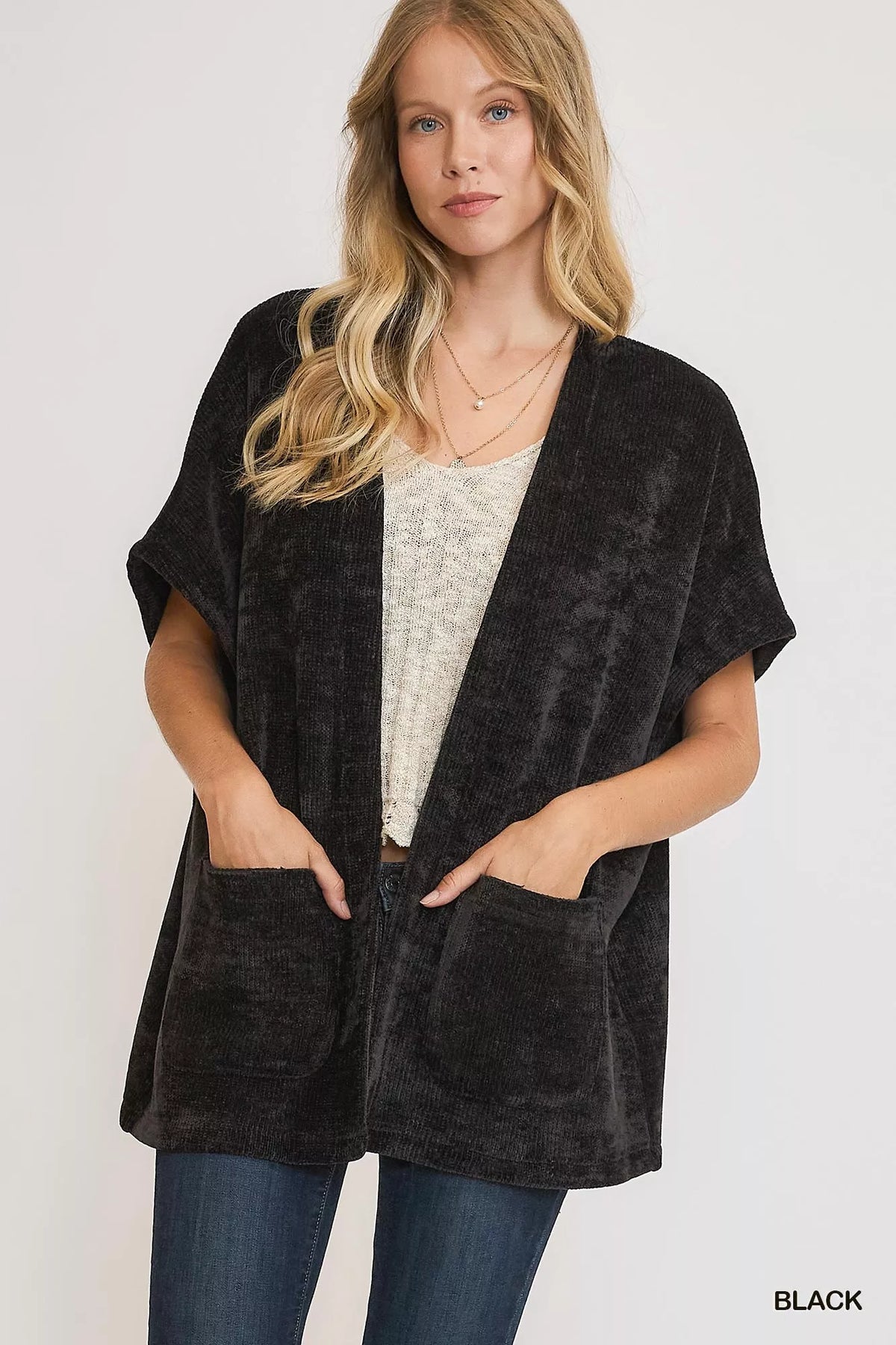 Umgee Open Front Knit Cardigan – Cozy Layer with Stylish Front Pockets