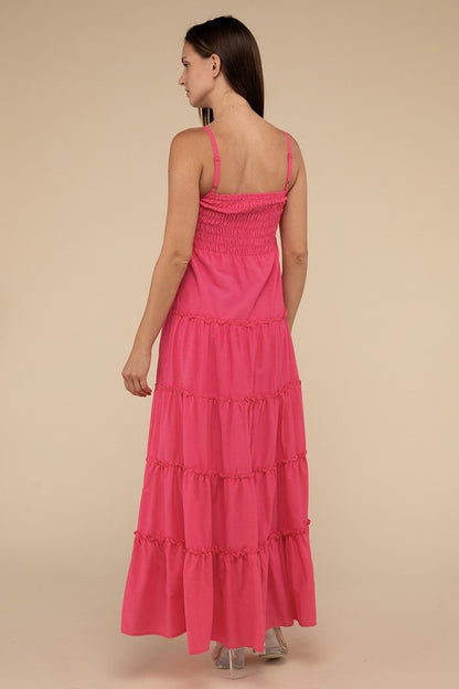 Zenana Woven Smocked Top Tiered Cami Maxi Dress
