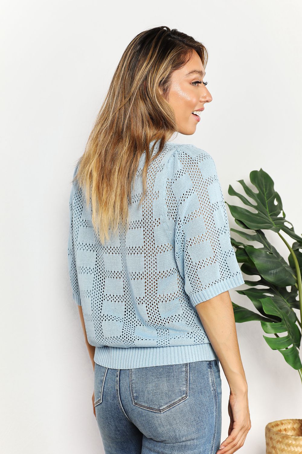 Solid Knit Half Sleeve Top – Classic Round Neck Everyday Top