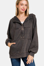 Acid Wash Fleece Kangaroo Hoodie – Trendy Casual Comfort