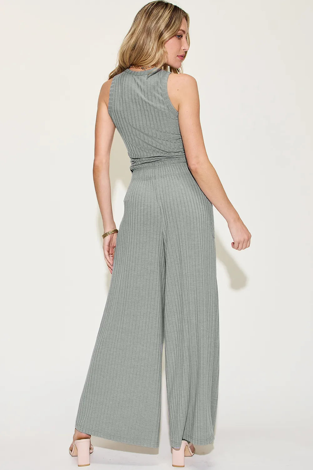 Ribbed Tank & Wide Leg Pants Set – Chic, Comfy & Effortless