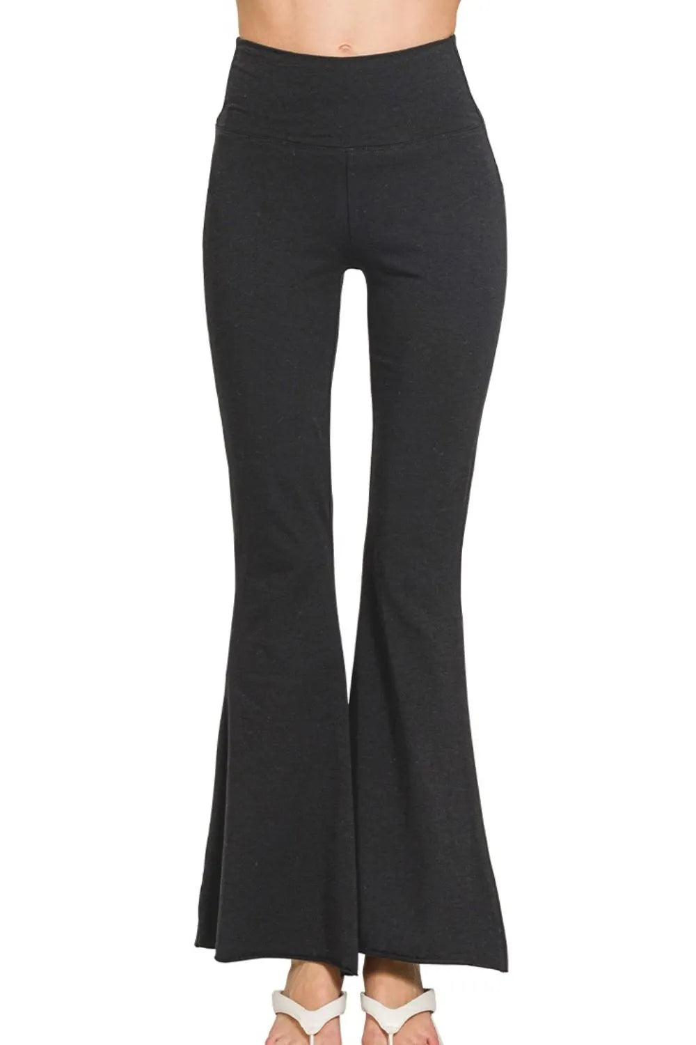 High-Waisted Flare Pants – Seamless, Stretchy & Stylish in Charcoal
