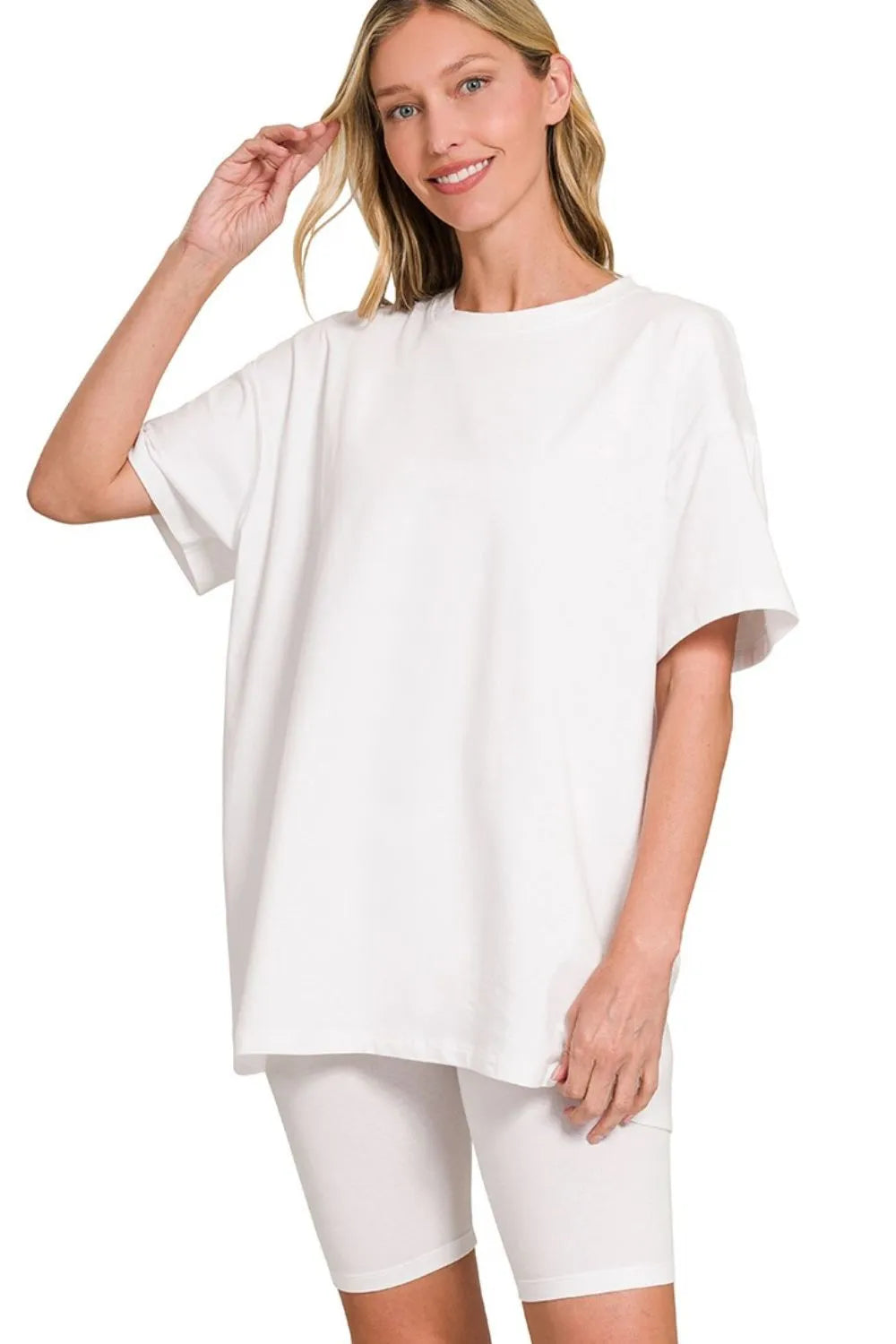 Oversized Tee & Biker Shorts Set – Comfy, Stylish & Athleisure Ready